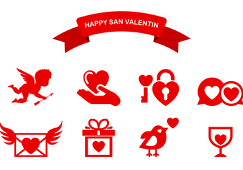 Icons Of Happy San Valentin - Kostenloses vector #424377